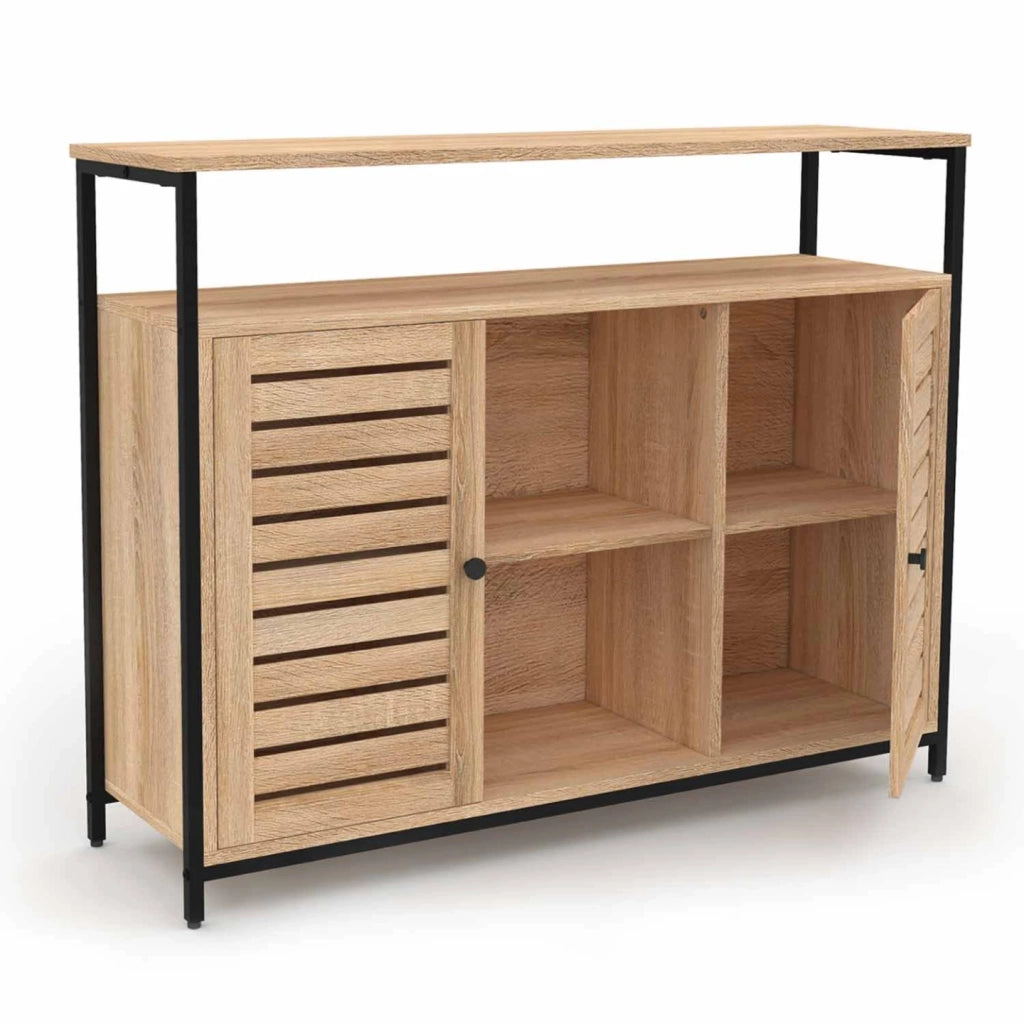 IDMarket - Credenza HALIFAX di design industriale a 2 ante con ante a ribalta, 100 cm