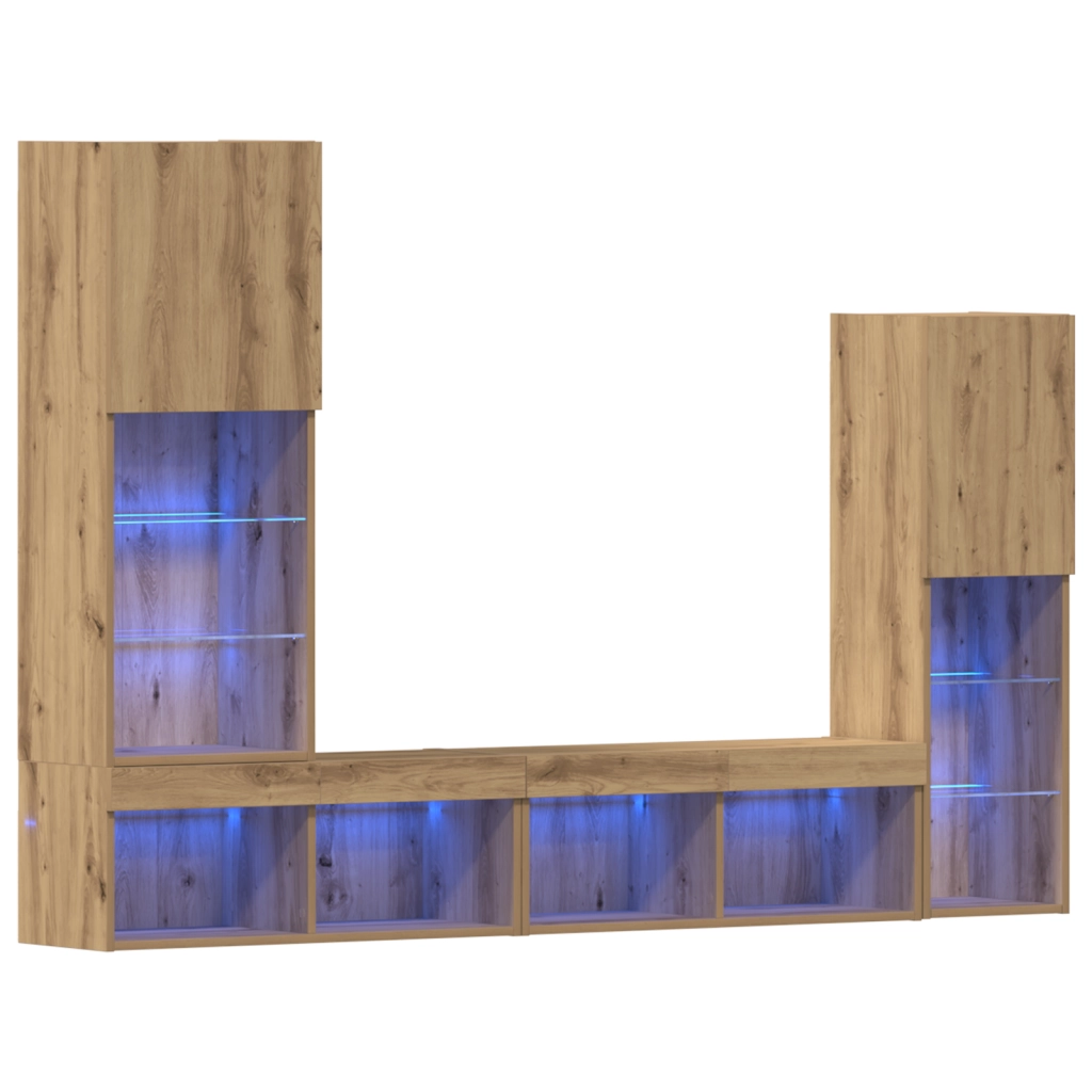 Mobile TV  con luci LED Rovere Artigianale 40.5x30x102 cm