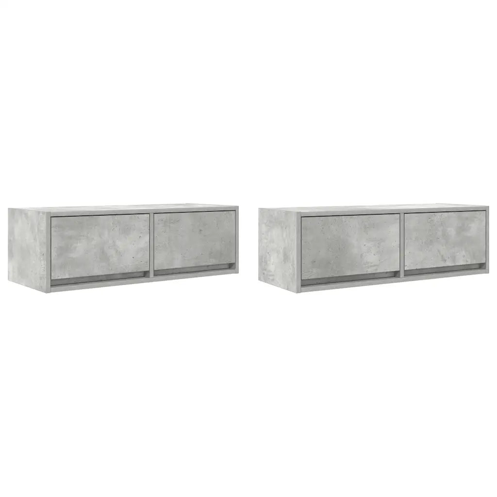 Mobili TV 2 pz-Set di 2 Credenza per TV Grigio Cemento 80x31x25,5cm in Legno Multistrato 248519