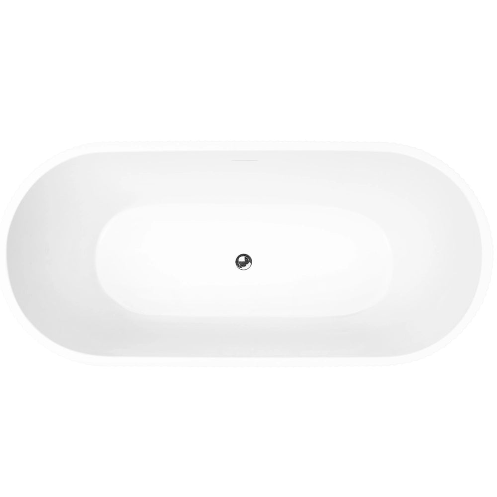 Vasca da bagno freestanding in acrilico bianco 170 cm design moderno con bordi scanalati forma ovale