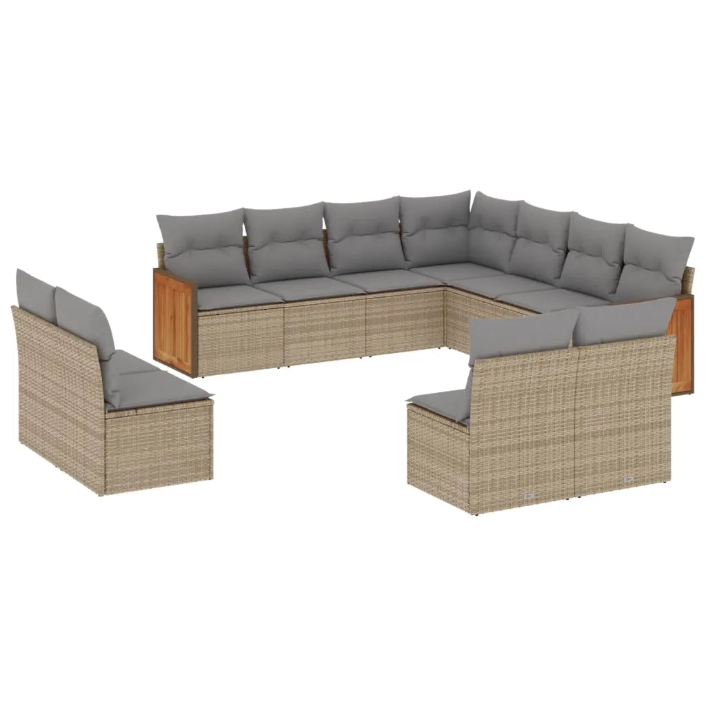 Set Divani da Giardino 11 pz con Cuscini Beige in Polyrattancod mxl 114490
