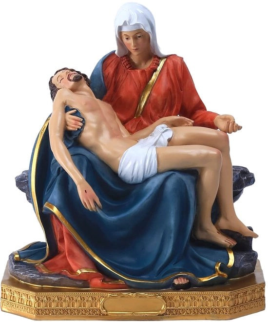 Figura di Pietà in cera alta 22 cm, decorativa rappresentazione di Maria e Gesù, collezione religiosa, dono religioso, scultura e figurine di cera di Pietà, adatta per la decorazione religiosa