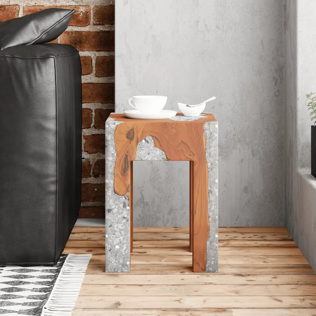 Sgabello in Legno Massello di Teak e Resina cod mxl 45487