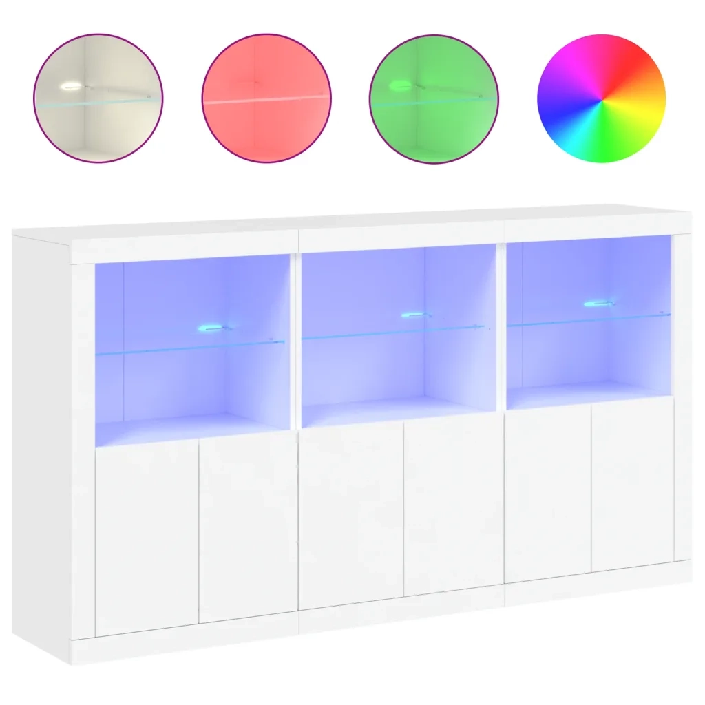 Credenza | Madia | Buffet da pranzo | Armadio da pranzo con Luci LED Bianca 181,5x37x100 cm