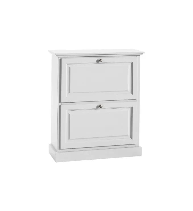Scarpiera laccato bianco fumo 2 ribalte doppie(contiene 12 paia di scarpe)misure l.80 p.30 h.93 (6061) - Mobili 2G