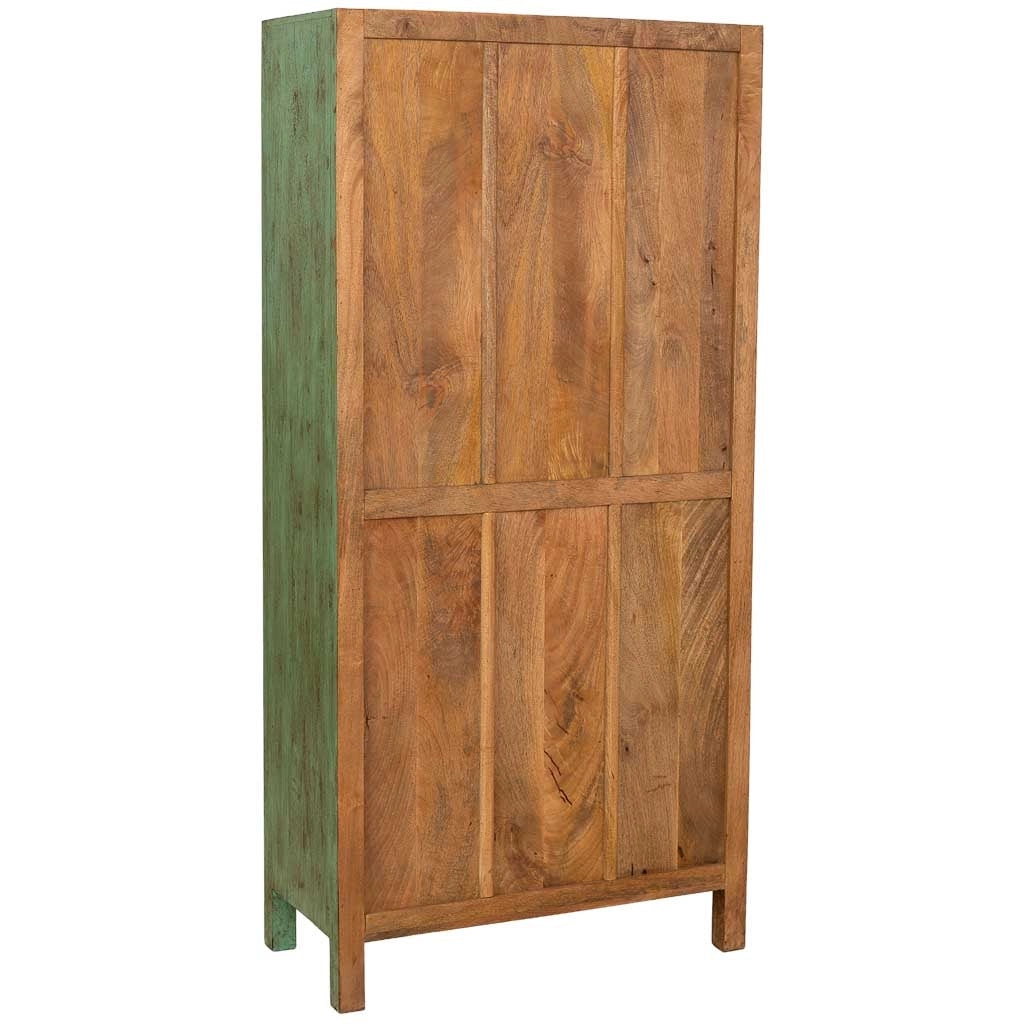 Vetrina in legno verde fatta a mano 85x40x180h cm