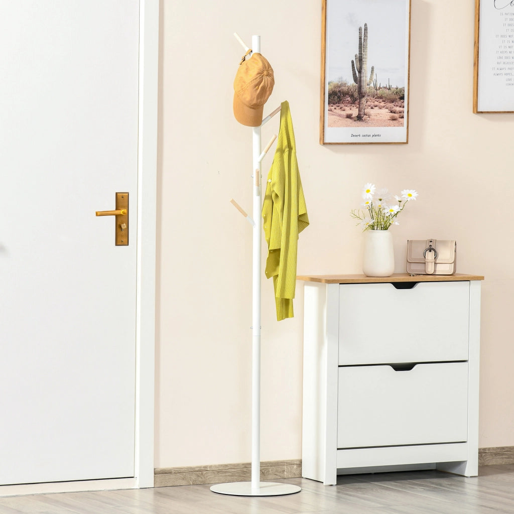 Appendiabiti a muro in legno con 6 ganci ¨C zephmum ¨C bianco 35x35x174 cm