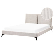 Letto imbottito moderno in velluto a coste beige 160 x 200 cm moderno elegante