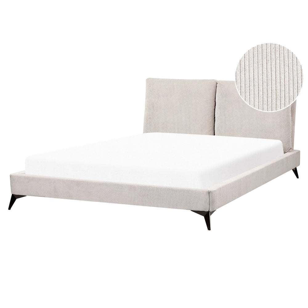 Letto imbottito moderno in velluto a coste beige 160 x 200 cm moderno elegante