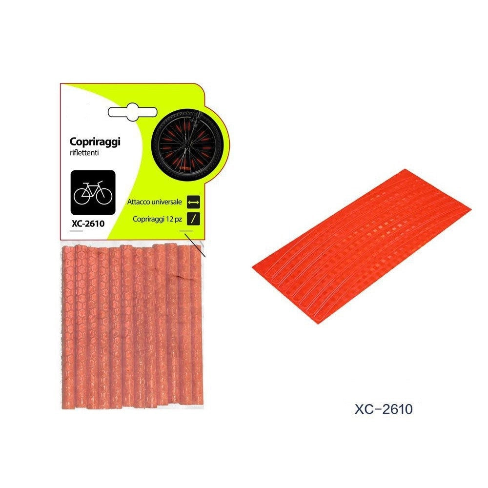 Trade Shop - Set 12pezzi Copriraggi Riflettenti Copri Raggi Fluo Per Ruota Ruote Bici Xc-2610 -