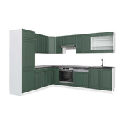 Cucina angolare completa Fame-Line Verde-oro rustico/Bianco 287 x 60 cm, PL Antracite Vicco