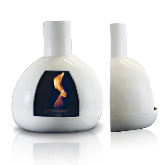 Camino a Bioetanolo da Parete in Ceramica 50x60 cm Ferazzoli Peer Bianco