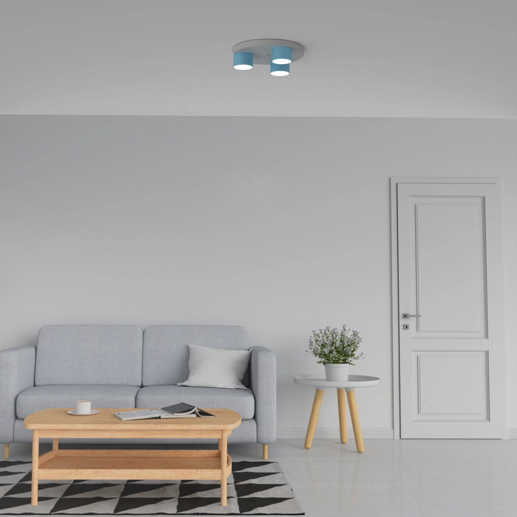Plafoniera Milagro Dixie blu metallo 3 luci GX53 20W