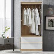 Armadio Guardaroba Bastheim con Cassetti 176 x 80 x 52 cm Effetto Rovere [en.casa]