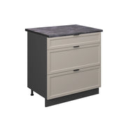 Mobiletto base per cucina Fame-Line GrigioBeige/Antracite 80 cm con 3 cassetti, PL Antracite Vicco
