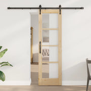 Porta Scorrevole  con Set di Ferramenta 61x198.5 cm Legno Massello di Pino