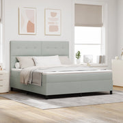 Letto Box Spring con Materasso Grigio Chiaro Super King in Velluto