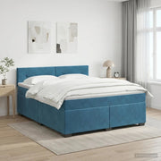Letto box spring con materasso Blu Scuro 140 x 190 cm Velluto 3450714