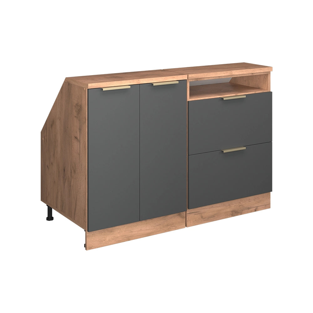 Set di mobili sottotetto Rion Antracite-oro/Rovere dorato 120 cm Set di 2 carcasse armadio profondità 60 cm Vicco