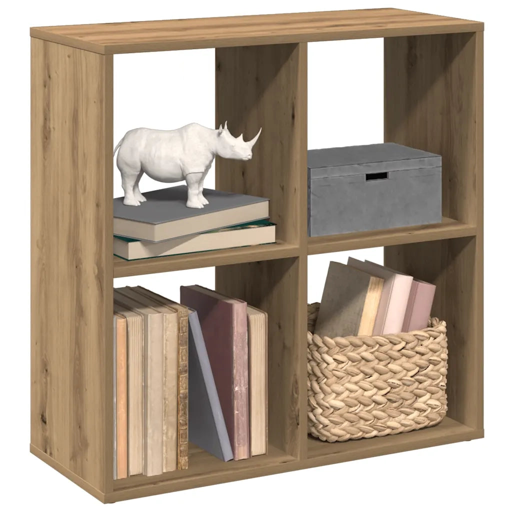 Libreria Divisorio-Scaffale per Libri-Mobile di Stoccaggio Rovere Artigianale 69,5x29x69,5cm Truciolato