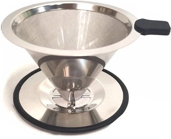 Filtro a caffè permanente - 304 acciaio inossidabile doppio strato filtro a caffè - Filtro a gas riciclabile - Filtro a caffè conico - Ecologico - Sostenibile - Espresso - - Adatto per ristoranti, caffè, bar, uffici, uso domestico (M)