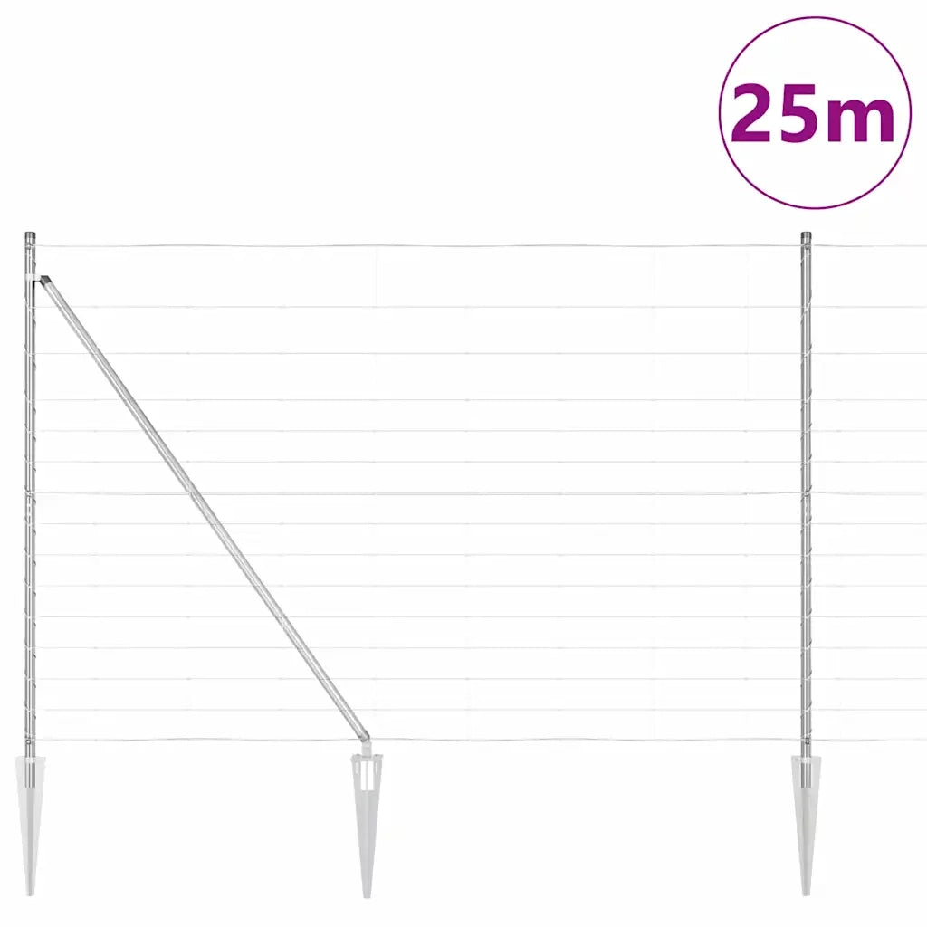 Palo della recinzione Zincato 25 x 1,6 m Acciaio