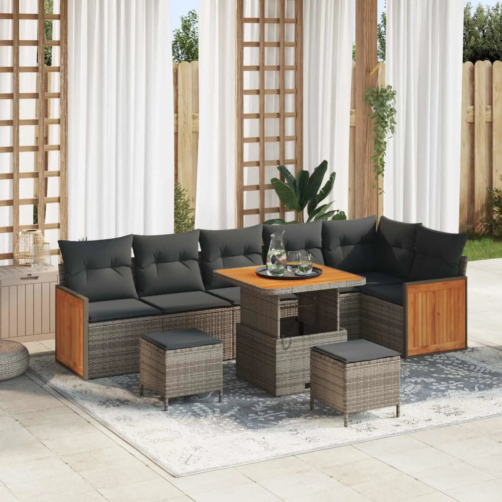 Set Divano da Giardino con cuscino 9 pcs Grigio 3363193