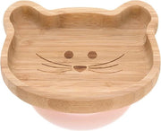 Tavolo per bambini in legno - snack tavolo in bambù - manico di silicone - antiscivolo - Mouse di Little Chums - rosa