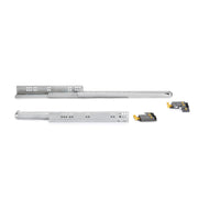Set di guide per cassetti a scomparsa Silver, estrazione totale, con chiusura soft e aggancio, profondità 340 mm, Acc..