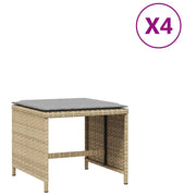 Sgabelli Giardino Cuscini 4 pz Beige Misto 41x41x36cm Polyrattan CFW3711592