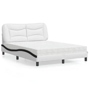 Letto con Materasso Hvar Bianco e Nero 140x200 cm in Similpelle 3208730