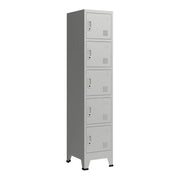 Armadietto per ufficio mobiletto portaoggetti per ufficio officina camera da letto metallo acciaio con 5 ante in acciaio laccato 180 x 38 x 45 cm grigio 03_0006349