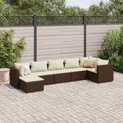 Set Divani da Giardino 7 pz con Cuscini in Polyrattan Marrone