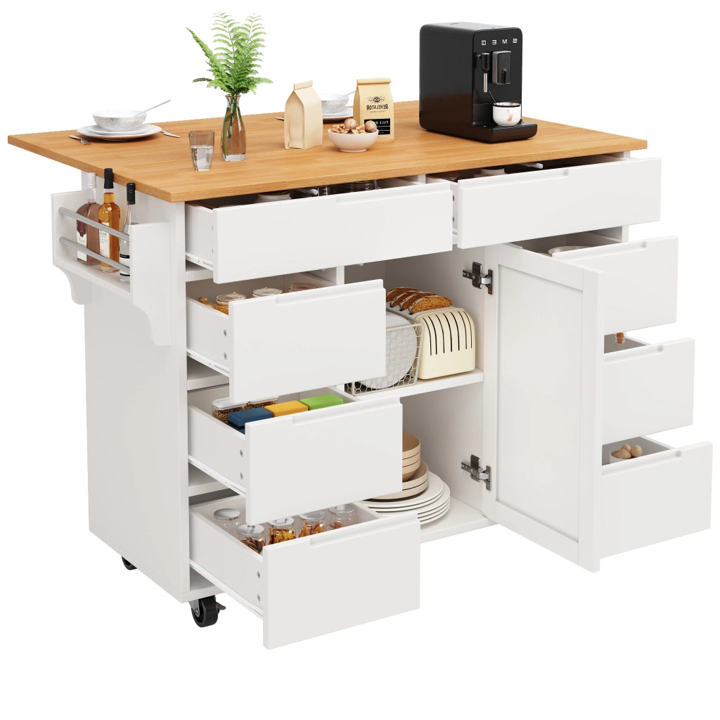Cassettiera da Cucina con Ruote e Piano di Lavoro ¨C MINIMAL ¨C Bianco, 8 Cassetti