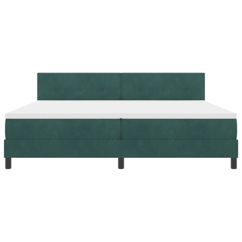 Letto Box Spring con Materasso Verde Scuro 200x200 cm Velluto