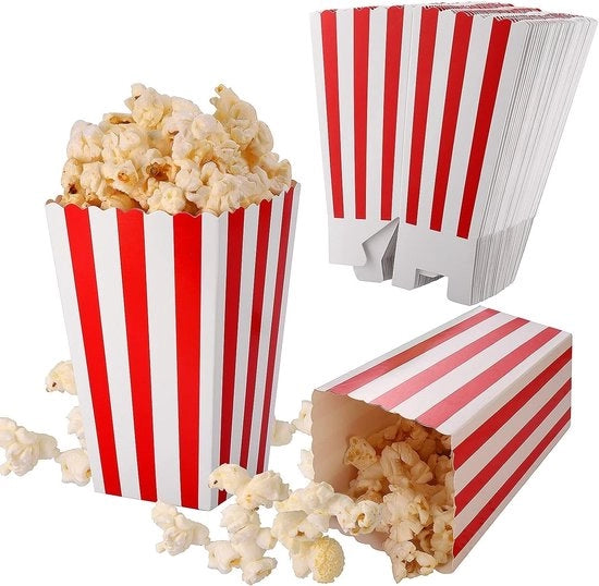 Decine di Popcorn 50 Stuks - Piccoli Contenitori di Carta - Dozzine Retro Dolci - Dozzine di Snack per Feste - Festa di Compleanno - Serata al Cinema