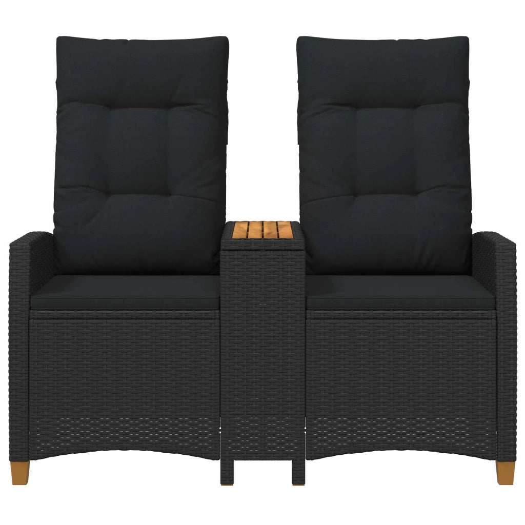 Panchina reclinabile con tavolo Nero 126 x 65 x 112 cm