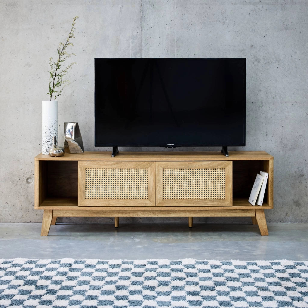 Mobile tv con ante scorrevoli, 150cm, marrone naturale