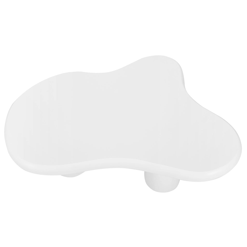 Tavolino da caffè con piano irregolare; per soggiorno; in MDF; 97×67×32 cm; bianco