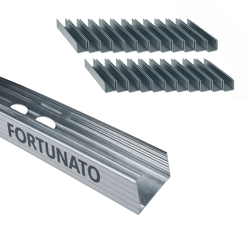 Montante c standard 2 m profilo preforato sp 0,6 mm fissaggio cartongesso 24 pz *** misure 47 x 99 x 50 mm, confezione 1