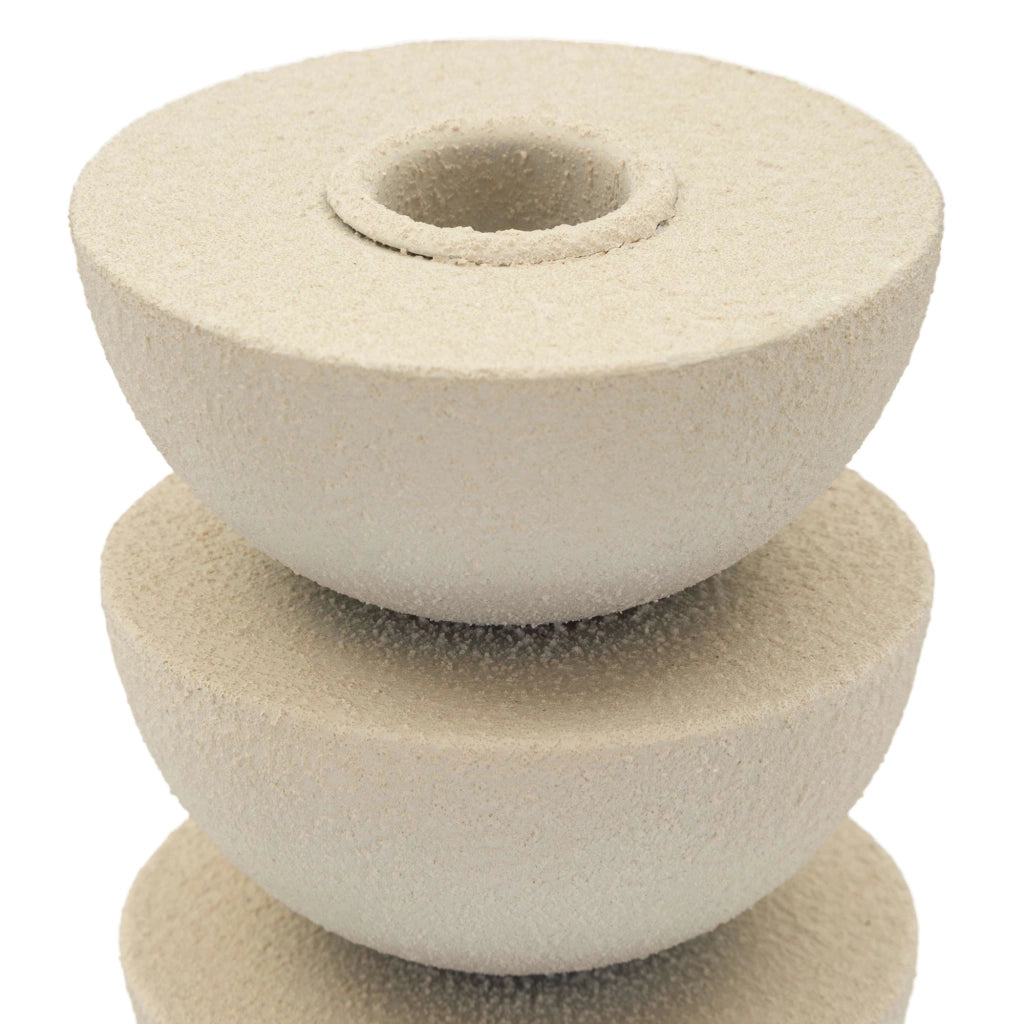 Farekani, Portacandela Sfumatura Colore Struttura Crema, Bianco Crema