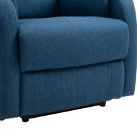 Poltrona Reclinabile con Poggiapiedi, in Tessuto Effetto Lino, Legno e Metallo, 77x91x106 cm, Blu