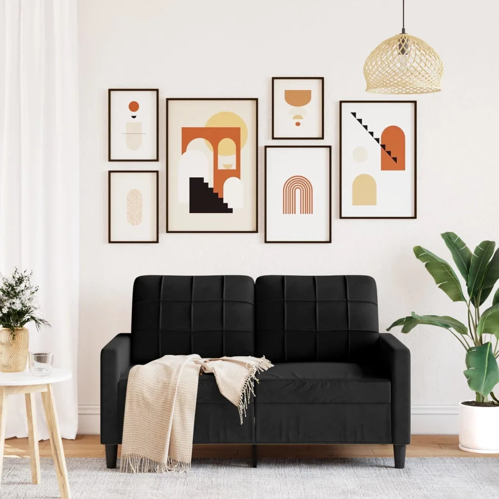 Divano | Divano da soggiorno | Sofa a 2 Posti Nero 120 cm in Velluto
