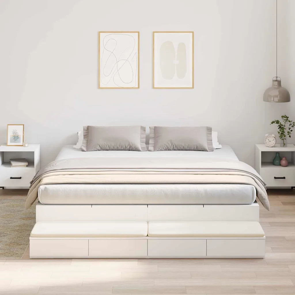 Struttura letto con contenitore Bianco 180 cm Legno multistrato 3335661