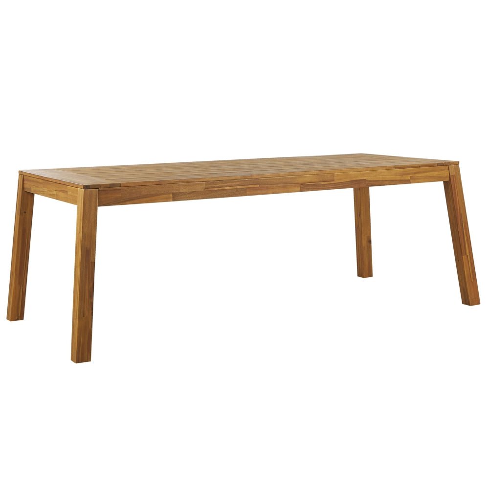 Set da pranzo da giardino 7 pezzi Tavolo rettangolare in legno di acacia laminato chiaro 6 sedie per interni ed esterni in stile rustico