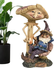 Statua di giardino per esterno con figura ornamentale di fungo e accessori per decorazione di giardino.