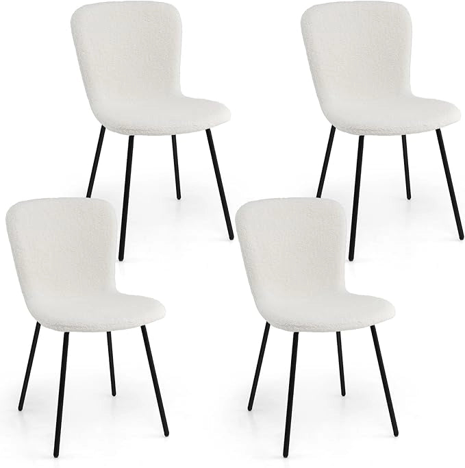 Set di 4 Sedie da Pranzo, 4 Sedie Alte da Bar, Sedie Imbottite Moderne con Schienale e Gambe in Metallo, Set di Sedie da Cucina, Portata 150 kg, 47 x 58 x 86 cm