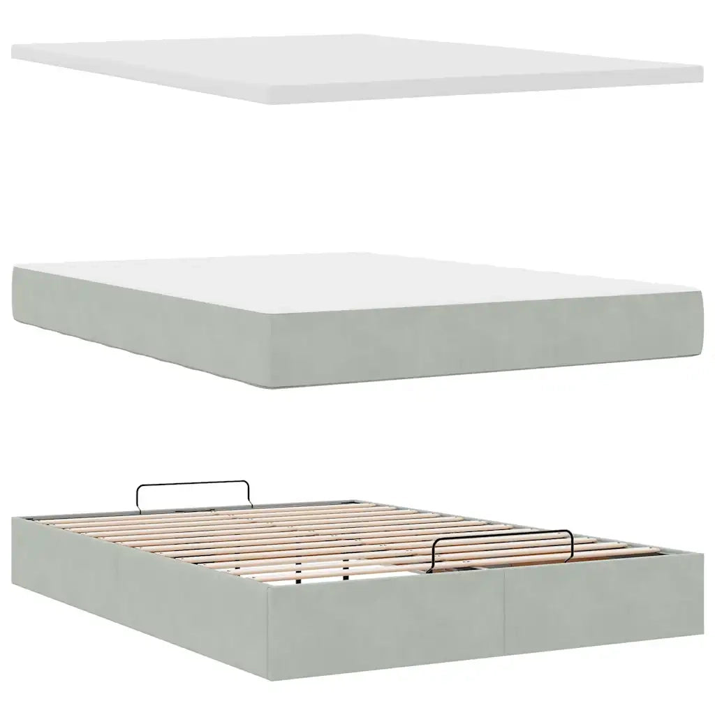 Struttura Letto Pouf con Materasso 140x190 cm Velluto 3312692