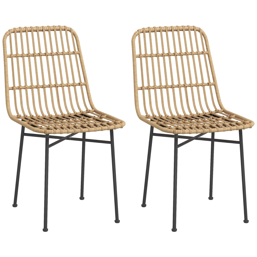 Set 2 Sedie da Pranzo ¨C Zephmum ¨C Rattan PE, Acciaio, Giallo, 45x57x83 cm