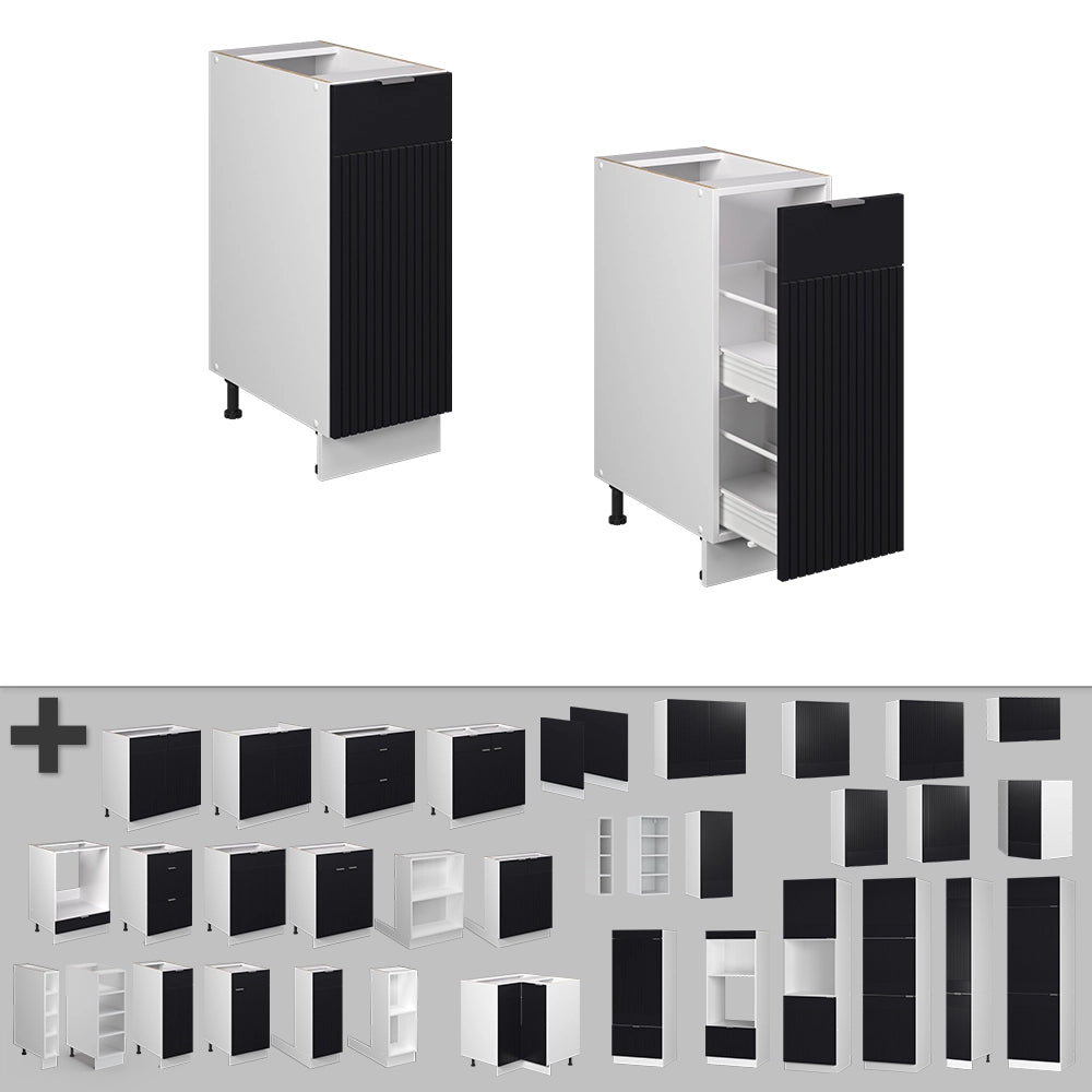 Vicco Armadio cucina dispensa alto Nero a righe 30 cm senza piano di lavoro